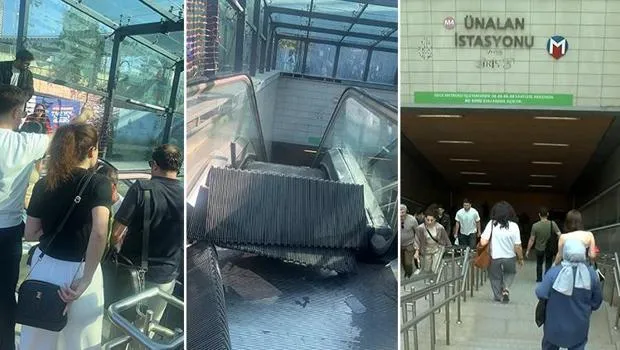 Ünalan Metrosunda Korkunç Anlar! Yürüyen Merdiven Çöktü!